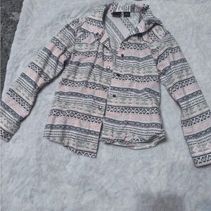 Cruel Girl Pink Button Down Shirt with Striped Pattern